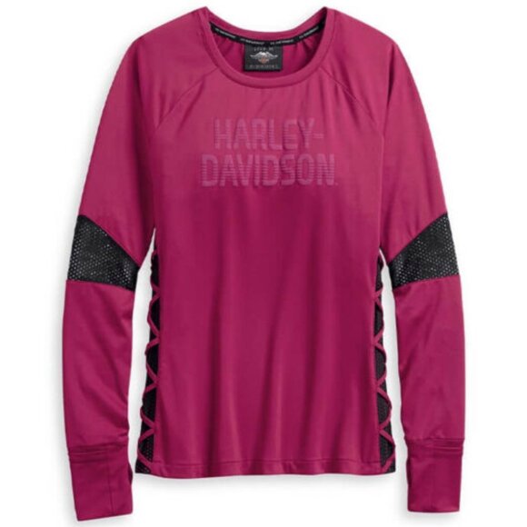 Harley-Davidson Performance Wicking Mesh Accent Top - Maroon/Black - L - Picture 1 of 10